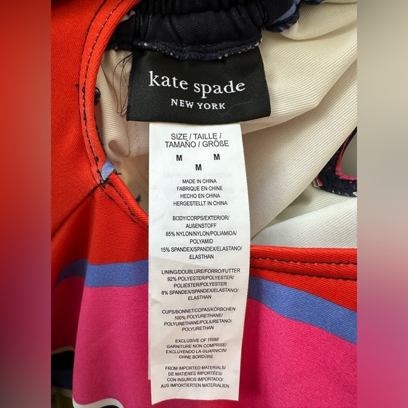 KATE SPADE - BNWT - Plunge V Multicolor Stripe One Piece - Medium - Picture 8 of 8